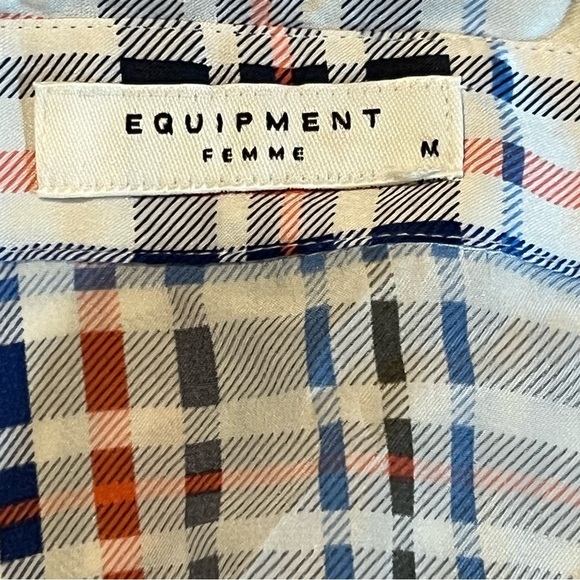 Equipment 100% Silk Mina Plaid sleeveless button down collared blouse white M - Picture 16 of 16